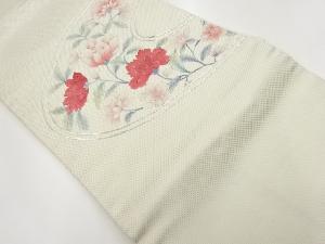 リサイクル　銀駒刺繍花唐草模様名古屋帯